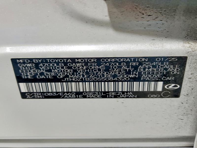 58482626 :رقم المزاد ، JTHGZ1B20S5084320 vin ، 2025 Lexus Is 350 مزاد بيع