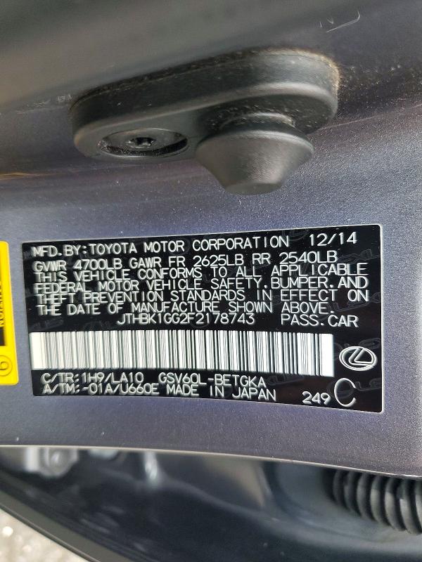 Продажа на аукционе авто 2015 Lexus Es, vin: JTHBK1GG2F2178743, номер лота: 56639896