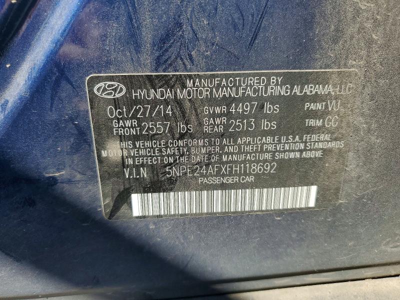 57411406 :رقم المزاد ، 5NPE24AFXFH118692 vin ، 2015 Hyundai Sonata مزاد بيع