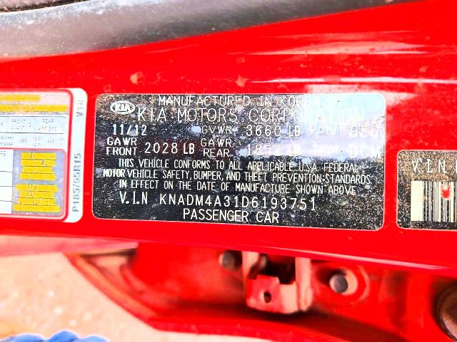 2013 Kia Rio მანქანა იყიდება აუქციონზე, vin: KNADM4A31D6193751, აუქციონის ნომერი: 58806966