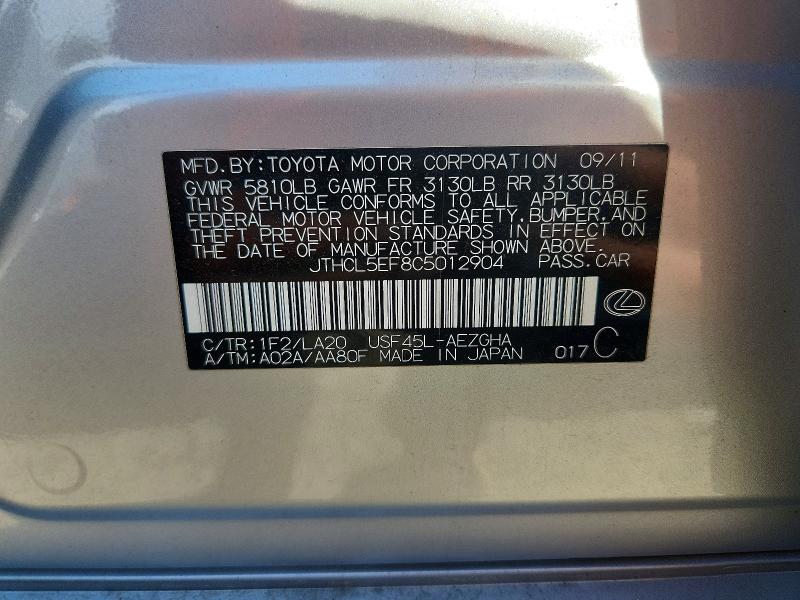 Aukcja sprzedaży 2012 Lexus Ls, vin: JTHCL5EF8C5012904, numer aukcji: 56145876