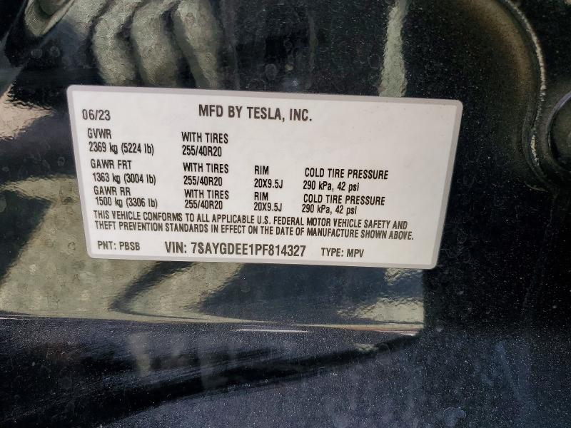 2023 Tesla Model Y მანქანა იყიდება აუქციონზე, vin: 7SAYGDEE1PF814327, აუქციონის ნომერი: 55796946
