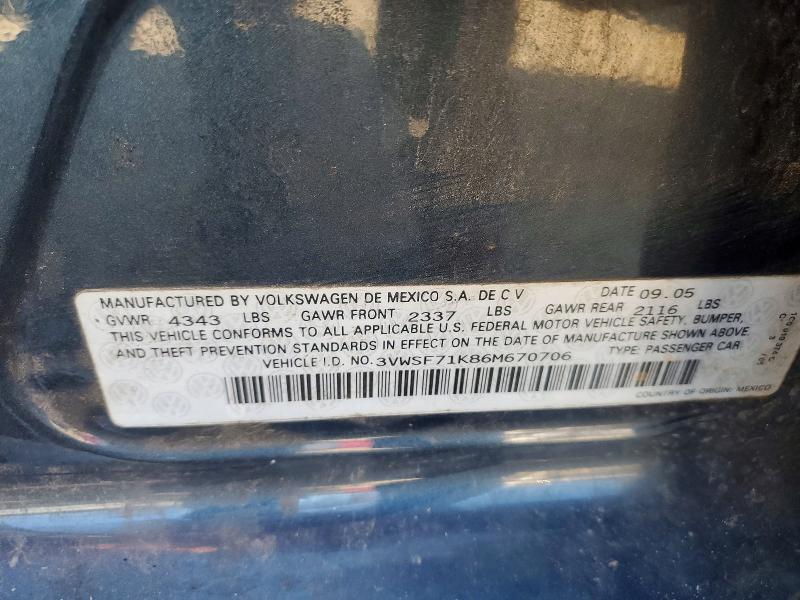 Продажа на аукционе авто 2006 Volkswagen Jetta, vin: 3VWSF71K86M670706, номер лота: 55379676