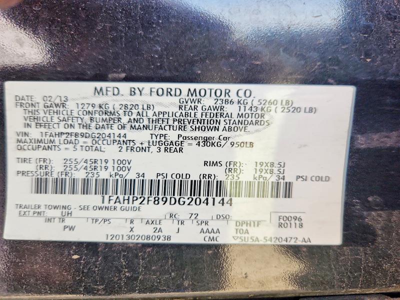 58817156 :رقم المزاد ، 1FAHP2F89DG204144 vin ، 2013 Ford Taurus مزاد بيع