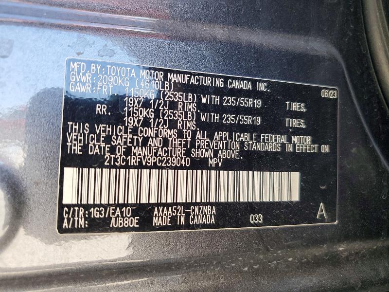 Продажа на аукционе авто 2023 Toyota Rav4, vin: 2T3C1RFV9PC239040, номер лота: 56699426