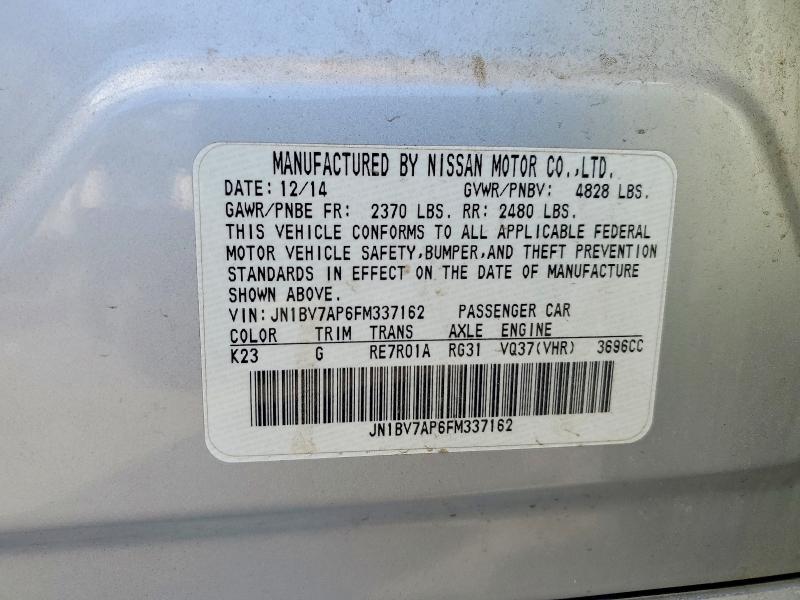 Aukcja sprzedaży 2015 Infiniti Q50, vin: JN1BV7AP6FM337162, numer aukcji: 57198946
