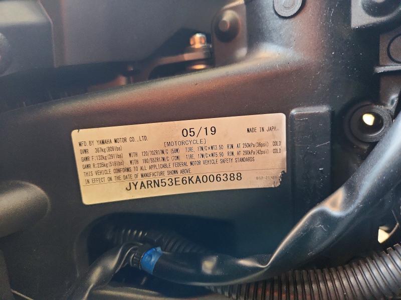 Aukcja sprzedaży 2019 Yamaha Mt09, vin: JYARN53E6KA006388, numer aukcji: 57846386