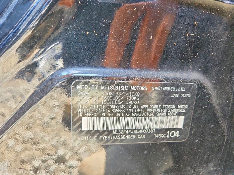 2020 Mitsubishi Mirage მანქანა იყიდება აუქციონზე, vin: ML32F4FJ5LHF07387, აუქციონის ნომერი: 57348416
