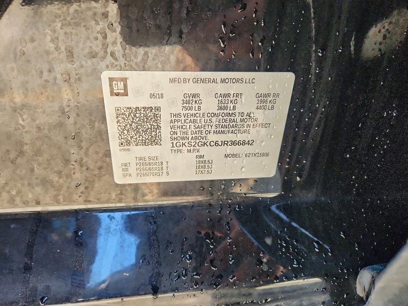52452976 :رقم المزاد ، 1GKS2GKC6JR366842 vin ، 2018 Gmc Yukon Xl مزاد بيع