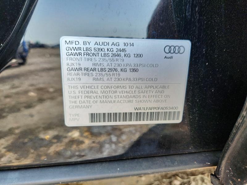 2015 Audi Q5 მანქანა იყიდება აუქციონზე, vin: WA1LFAFP0FA053400, აუქციონის ნომერი: 58909116
