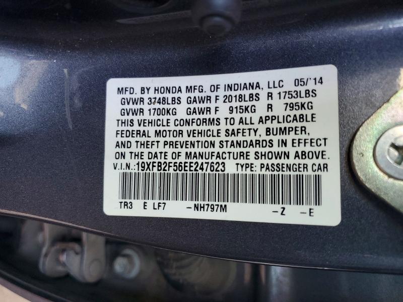 Aukcja sprzedaży 2014 Honda Civic, vin: 19XFB2F56EE247623, numer aukcji: 56696416