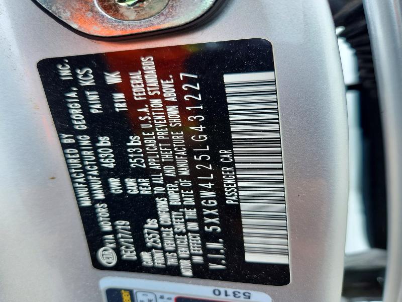 2020 Kia Optima მანქანა იყიდება აუქციონზე, vin: 5XXGW4L25LG431227, აუქციონის ნომერი: 55610066