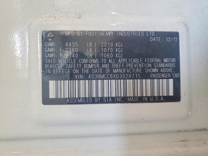 2013 Subaru Legacy მანქანა იყიდება აუქციონზე, vin: 4S3BMCC6XD3028715, აუქციონის ნომერი: 58465596