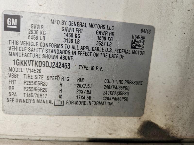 Aukcja sprzedaży 2013 Gmc Acadia, vin: 1GKKVTKD9DJ242463, numer aukcji: 55902906