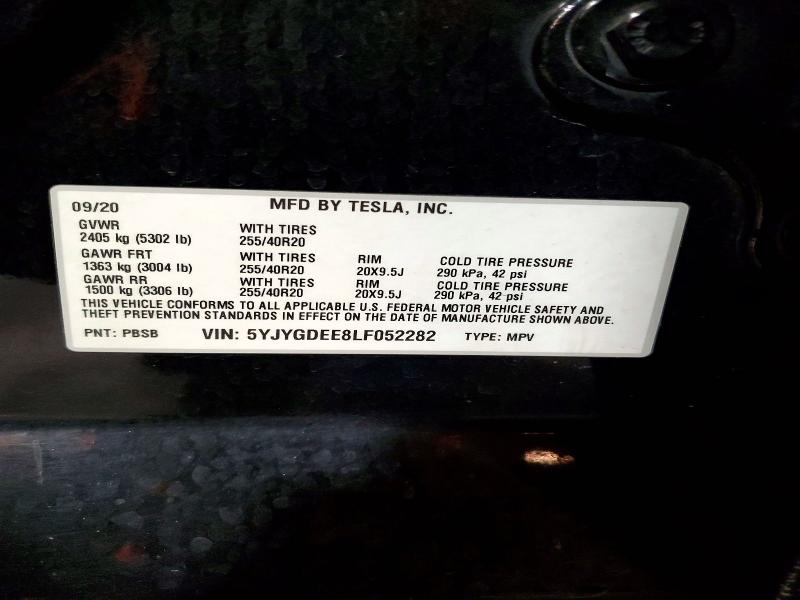 Aukcja sprzedaży 2020 Tesla Model Y, vin: 5YJYGDEE8LF052282, numer aukcji: 59227746