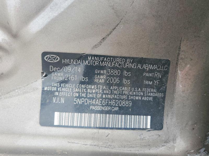 56618676 :رقم المزاد ، 5NPDH4AE6FH620889 vin ، 2015 Hyundai Elantra مزاد بيع