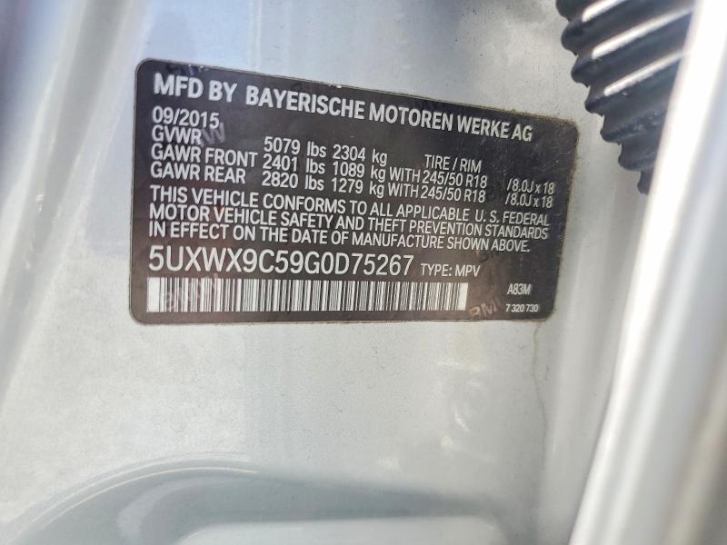 59100586 :رقم المزاد ، 5UXWX9C59G0D75267 vin ، 2016 Bmw X3 مزاد بيع
