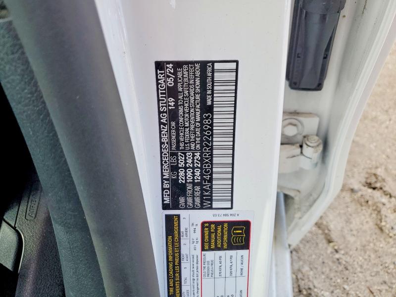 58432766 :رقم المزاد ، W1KAF4GBXRR226983 vin ، 2024 Mercedes-benz C مزاد بيع