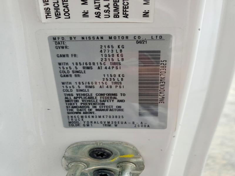 56284146 :رقم المزاد ، 3N6CM0KN3MK703825 vin ، 2021 Nissan Nv200 مزاد بيع