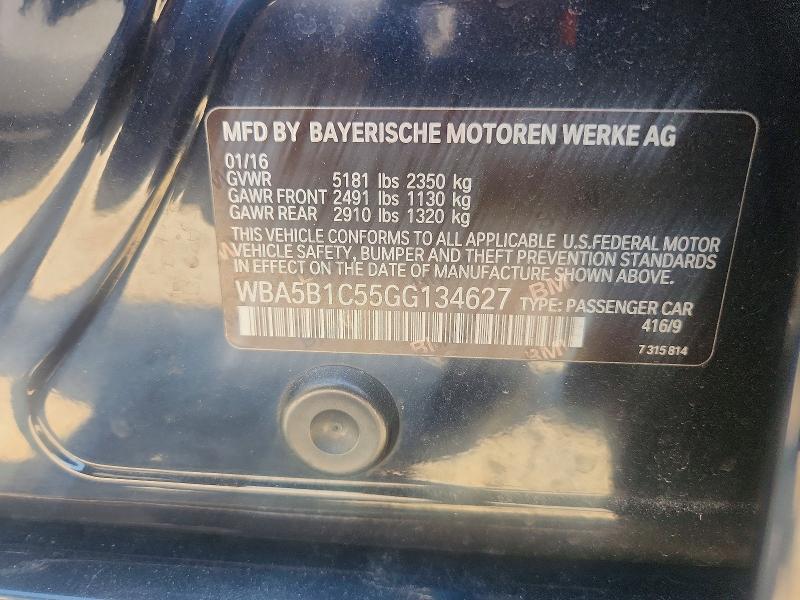 2016 Bmw 535 მანქანა იყიდება აუქციონზე, vin: WBA5B1C55GG134627, აუქციონის ნომერი: 56139746