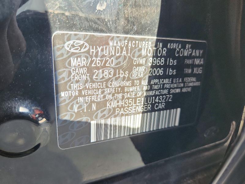 Продажа на аукционе авто 2020 Hyundai Elantra Gt, vin: KMHH35LE1LU143272, номер лота: 58873706