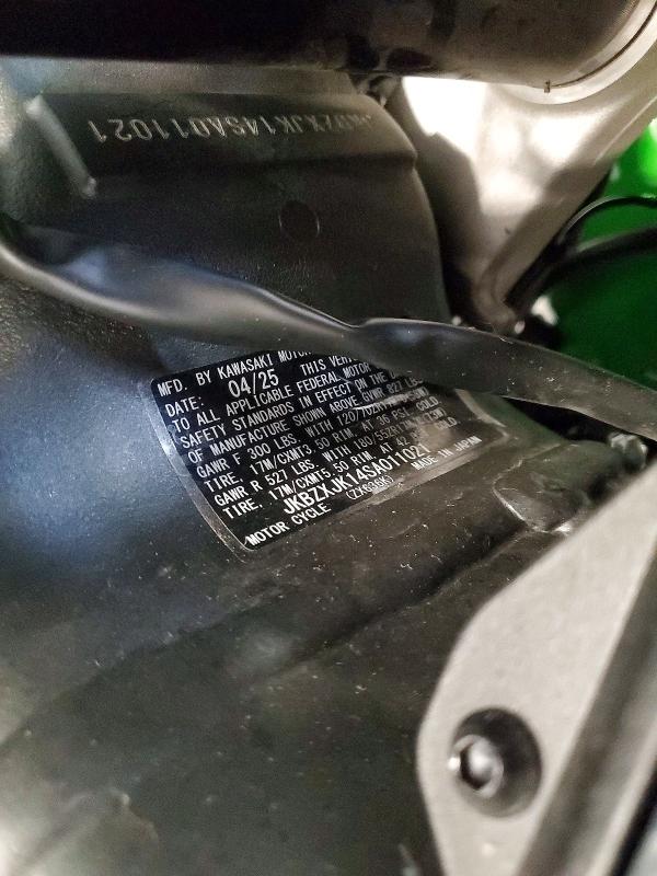Aukcja sprzedaży 2025 Kawasaki Zx636, vin: JKBZXJK14SA011021, numer aukcji: 56338076