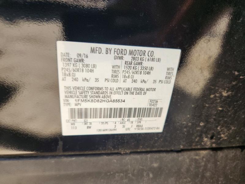 Aukcja sprzedaży 2017 Ford Explorer, vin: 1FM5K8D82HGA85534, numer aukcji: 56697716
