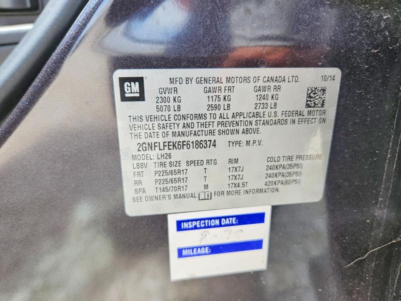 Aukcja sprzedaży 2015 Chevrolet Equinox, vin: 2GNFLFEK6F6186374, numer aukcji: 56802836