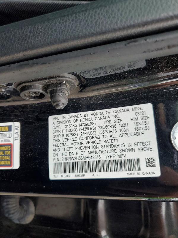 Aukcja sprzedaży 2021 Honda Cr-v, vin: 2HKRW2H56MH642846, numer aukcji: 58278896