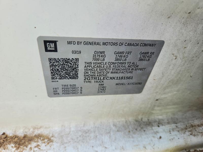 Aukcja sprzedaży 2019 Gmc Sierra Limited, vin: 2GTR1LECXK1181561, numer aukcji: 57113936