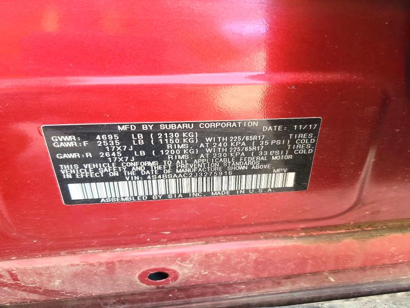 Продажа на аукционе авто 2018 Subaru Outback, vin: 4S4BSAAC2J3275916, номер лота: 58120236