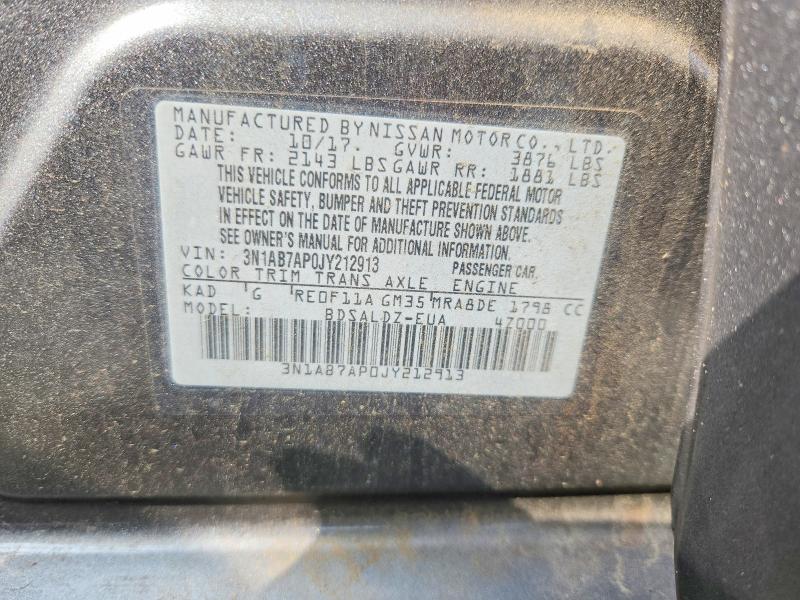 Aukcja sprzedaży 2018 Nissan Sentra, vin: 3N1AB7AP0JY212913, numer aukcji: 57150156