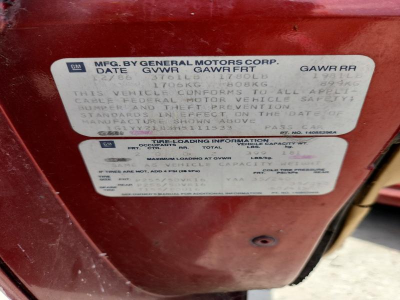 Aukcja sprzedaży 1987 Chevrolet Corvette, vin: 1G1YY2183H5111533, numer aukcji: 56167206
