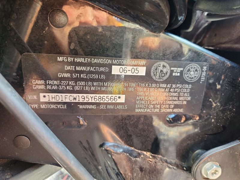 2005 Harley Davidson Flhtcui მანქანა იყიდება აუქციონზე, vin: 1HD1FCW195Y686566, აუქციონის ნომერი: 57539966