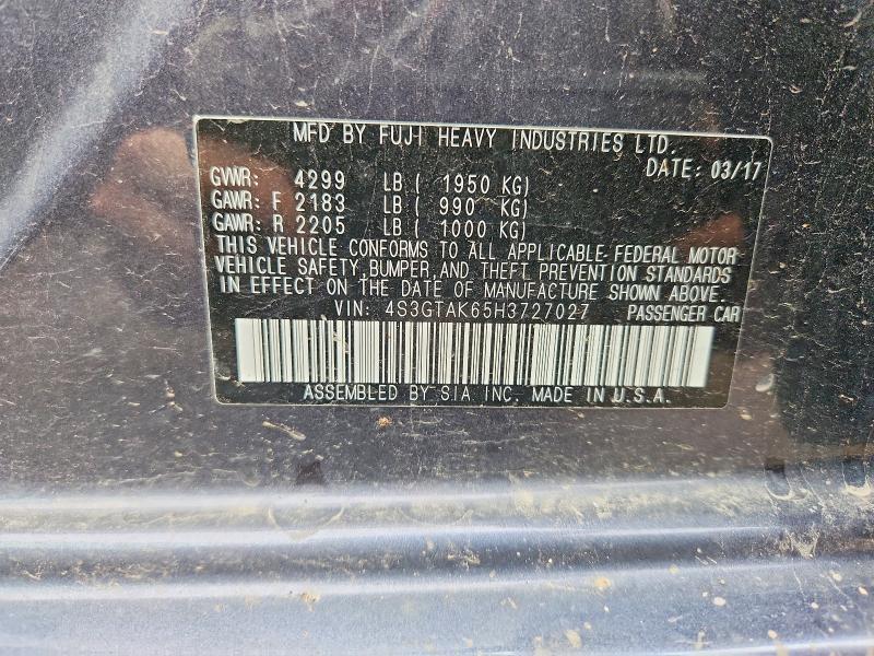 Продаж на аукціоні авто 2017 Subaru Impreza, vin: 4S3GTAK65H3727027, номер лоту: 56522196