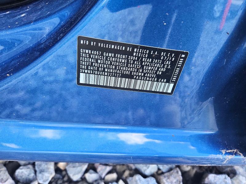 Продажа на аукционе авто 2019 Volkswagen Jetta, vin: 3VWN57BUXKM227127, номер лота: 58489746