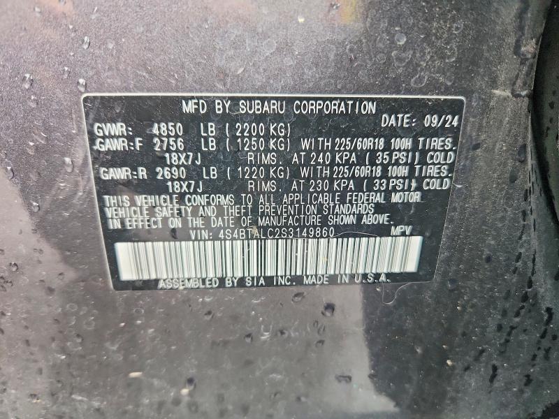 55978426 :رقم المزاد ، 4S4BTALC2S3149860 vin ، 2025 Subaru Outback مزاد بيع