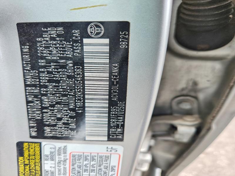 2005 Toyota Camry მანქანა იყიდება აუქციონზე, vin: 4T1BE32K55U546363, აუქციონის ნომერი: 57740946