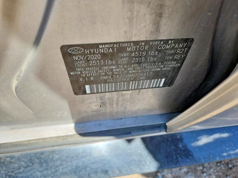 58327466 :رقم المزاد ، KMHL54JJ6MA026417 vin ، 2021 Hyundai Sonata مزاد بيع