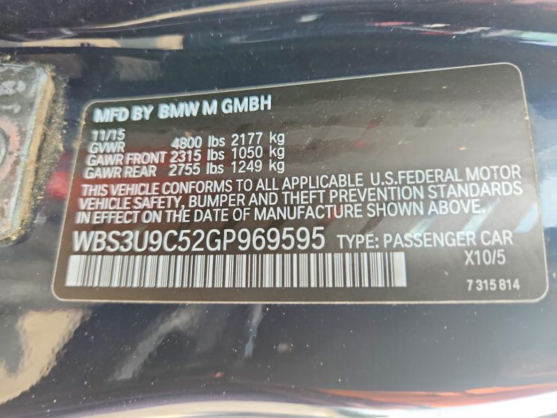 58453366 :رقم المزاد ، WBS3U9C52GP969595 vin ، 2016 Bmw M4 مزاد بيع