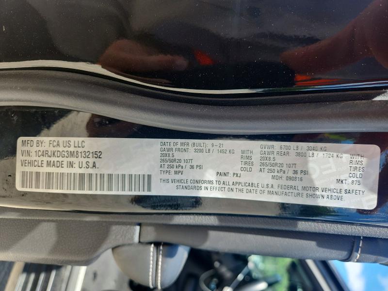 Продажа на аукционе авто 2021 Jeep Grand Cherokee, vin: 1C4RJKDG3M8132152, номер лота: 56748096