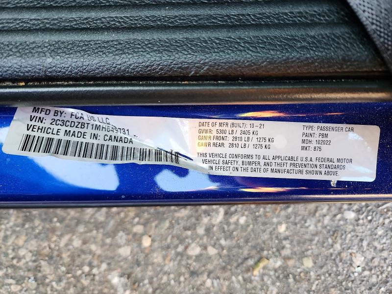 2021 Dodge Challenger მანქანა იყიდება აუქციონზე, vin: 2C3CDZBT1MH649731, აუქციონის ნომერი: 55474726