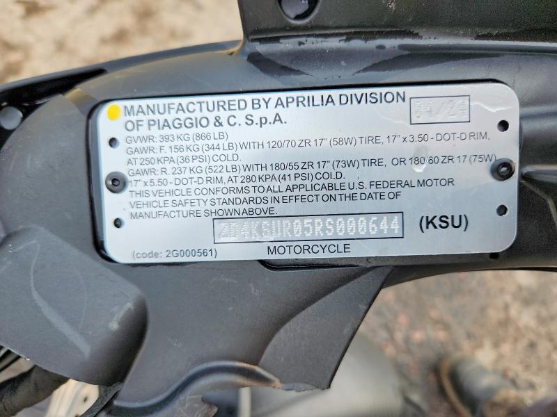 Продаж на аукціоні авто 2024 Aprilia Rs, vin: ZD4KSUR05RS000644, номер лоту: 58333256