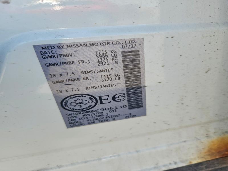 2017 Nissan Pathfinder მანქანა იყიდება აუქციონზე, vin: 5N1DR2MM8HC906130, აუქციონის ნომერი: 57312066