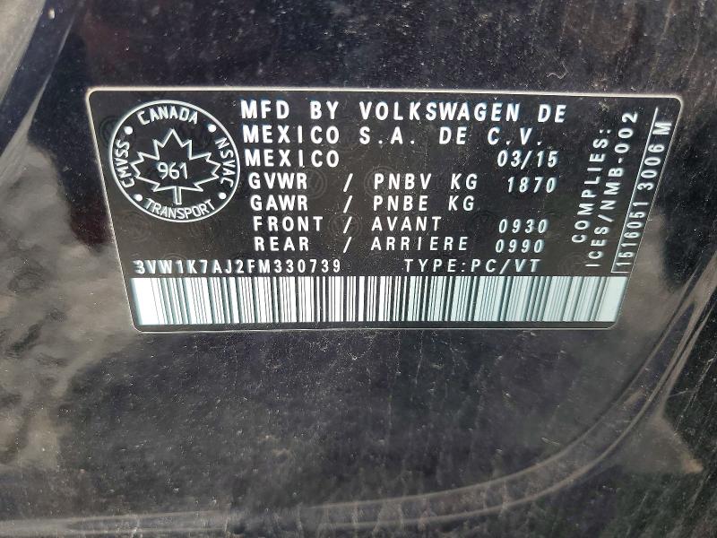 Продаж на аукціоні авто 2015 Volkswagen Jetta, vin: 3VW1K7AJ2FM330739, номер лоту: 57529176
