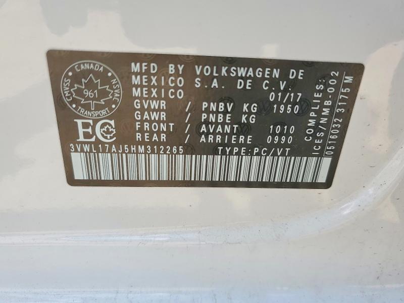 Продажа на аукционе авто 2017 Volkswagen Jetta, vin: 3VWL17AJ5HM312265, номер лота: 56407406