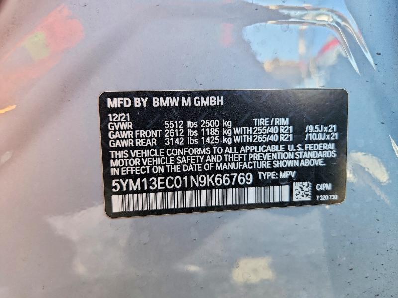 56358166 :رقم المزاد ، 5YM13EC01N9K66769 vin ، 2022 Bmw X3 مزاد بيع