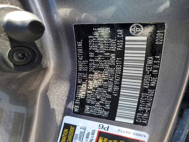 2015 Lotus Camry მანქანა იყიდება აუქციონზე, vin: 4T1BF1FK7FU083171, აუქციონის ნომერი: 57311556