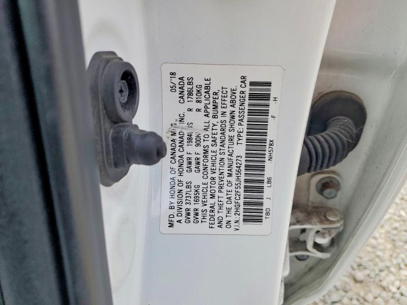 58112626 :رقم المزاد ، 2HGFC2F55JH564273 vin ، 2018 Honda Civic مزاد بيع