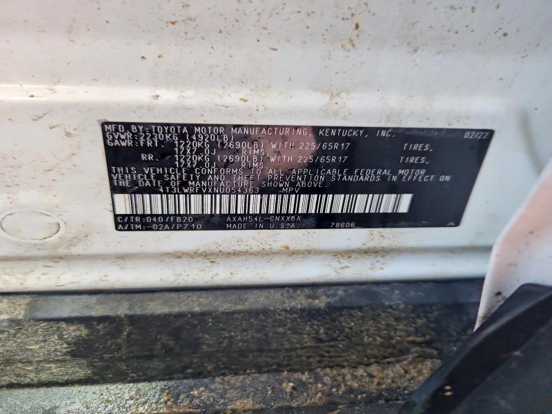 Продаж на аукціоні авто 2022 Toyota Rav4, vin: 4T3LWRFVXNU054363, номер лоту: 55956716